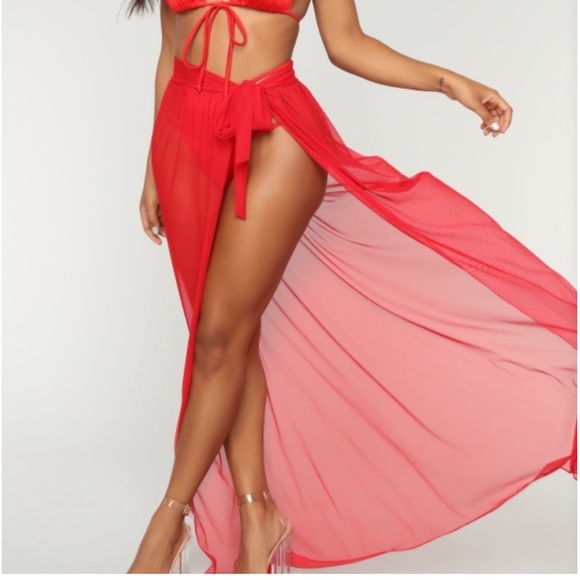 Fashion Nova Other - Fashion Nova• The Ultimate Red Maxi Length Sheer Cover Up